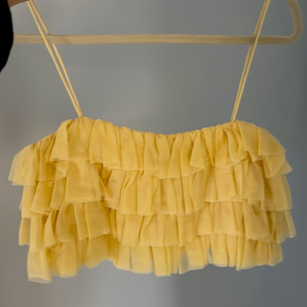 ZARA YELLOW RUFFLE Crop Cami M